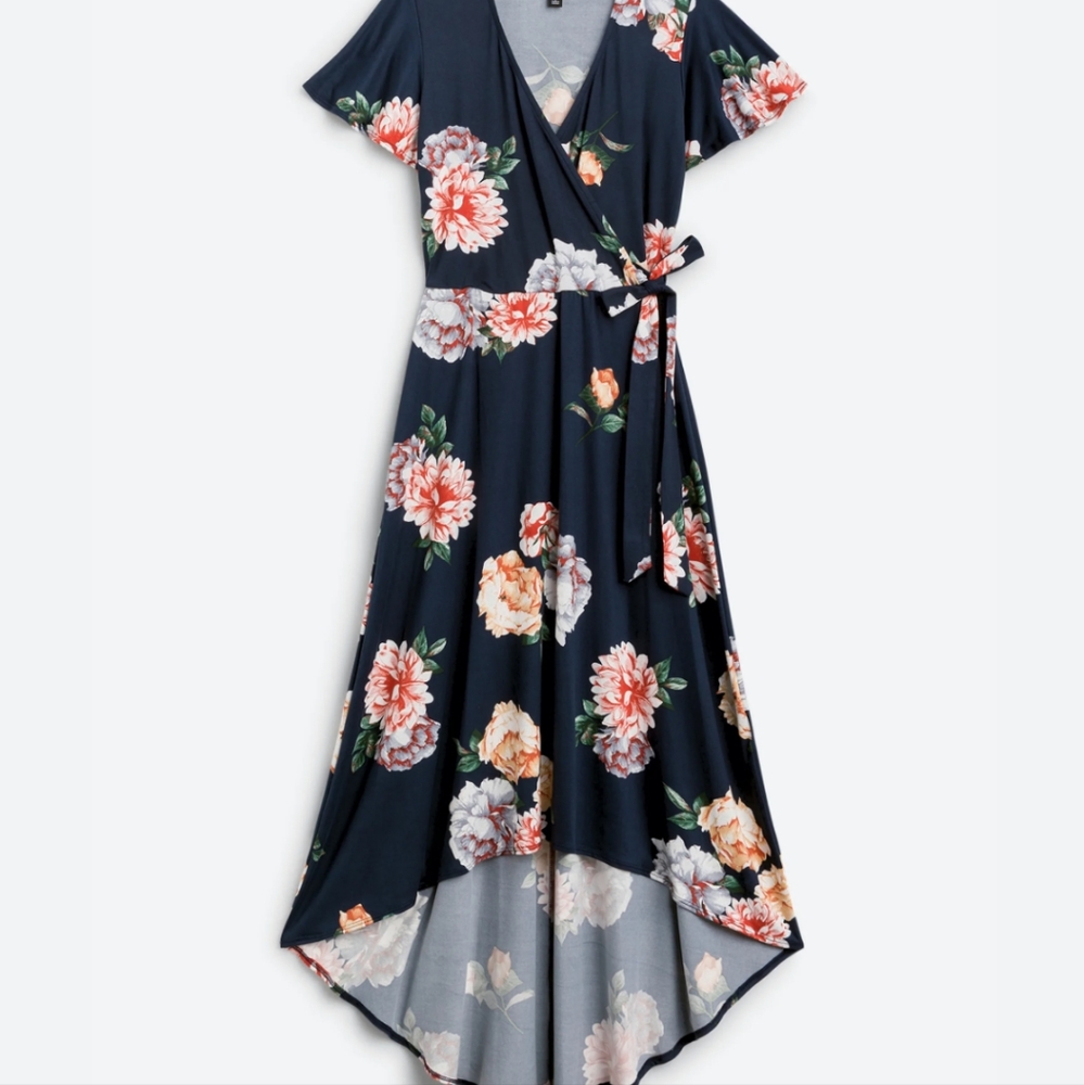 Faux Wrap Brushed Knit Maxi Dress